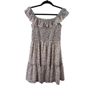 LuLu’s Cottage-core Mini Dress‎ Prairie Floral Print Smocked Bodice Tiered Dress